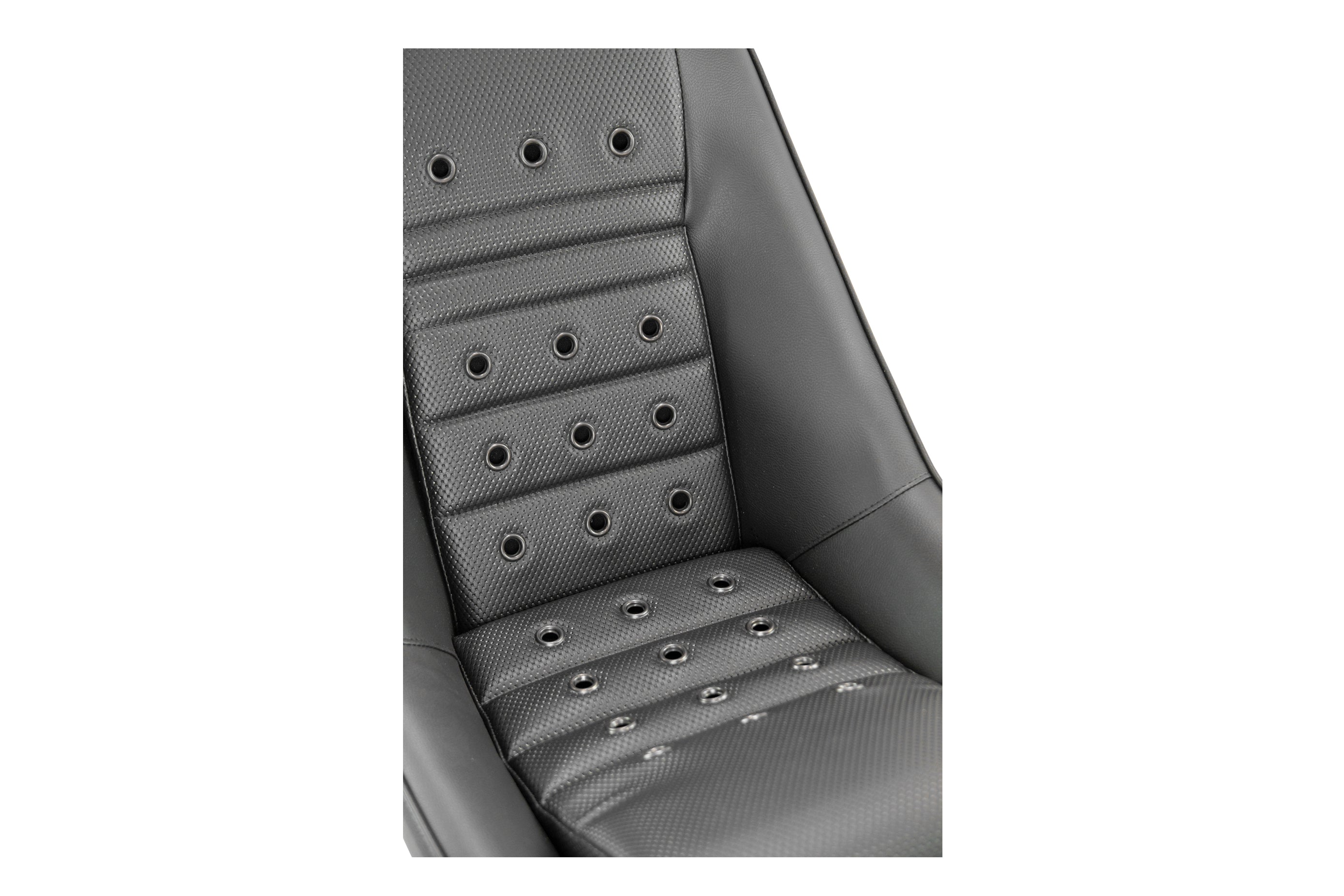 Cobra Black vinyl Classic RS seat w/basketweave centers and eyelets in the back panel
