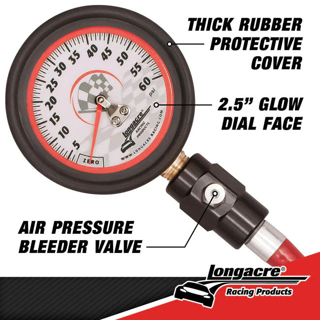 Longacre Deluxe 2.5" Analog Tire Pressure Gauge