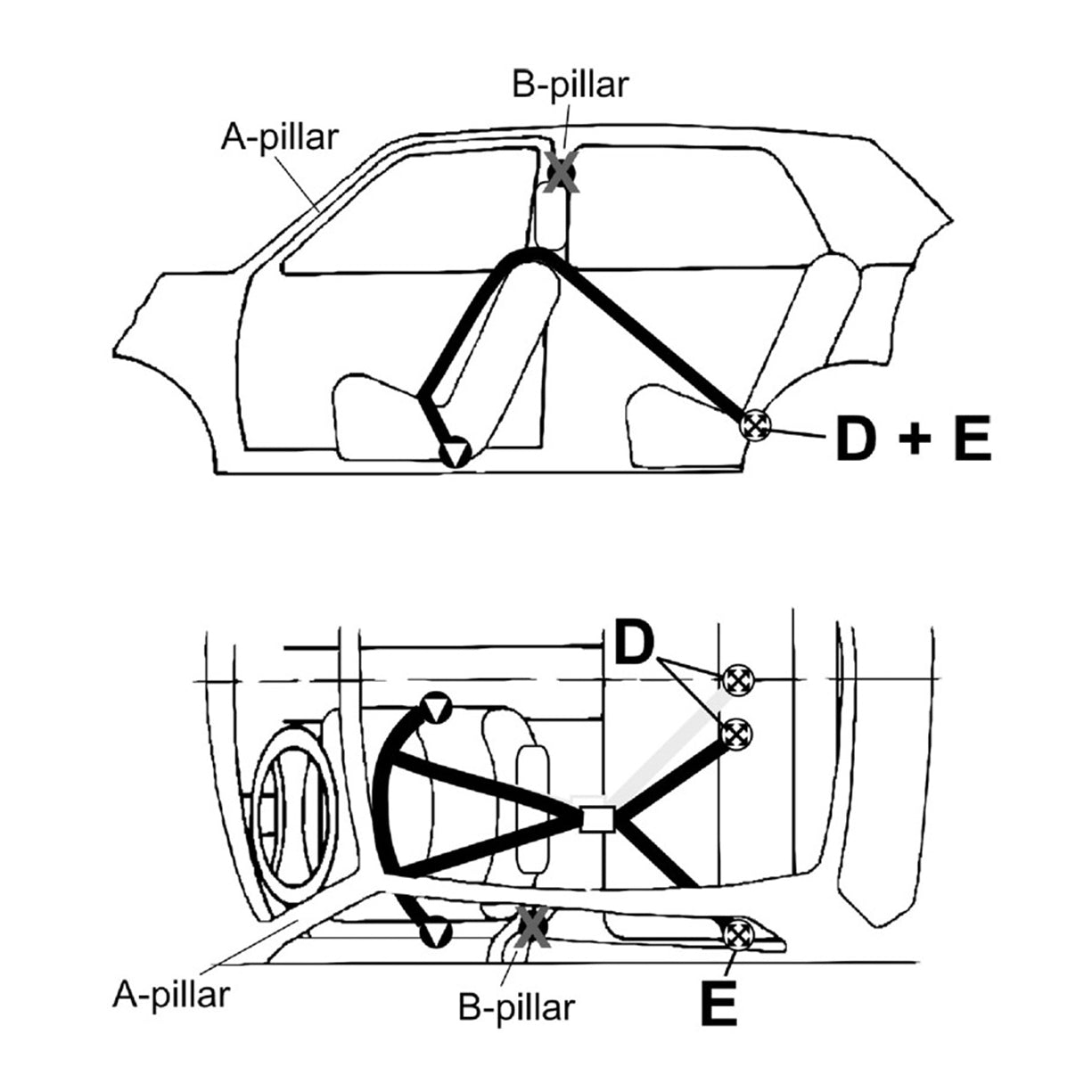 TAKATA Drift III ASM 3in Shoulder-2in Lap Belt-Pull-Up Lap Adj w/Snap-on lap bracket- Snap-on Shoulders wrap in