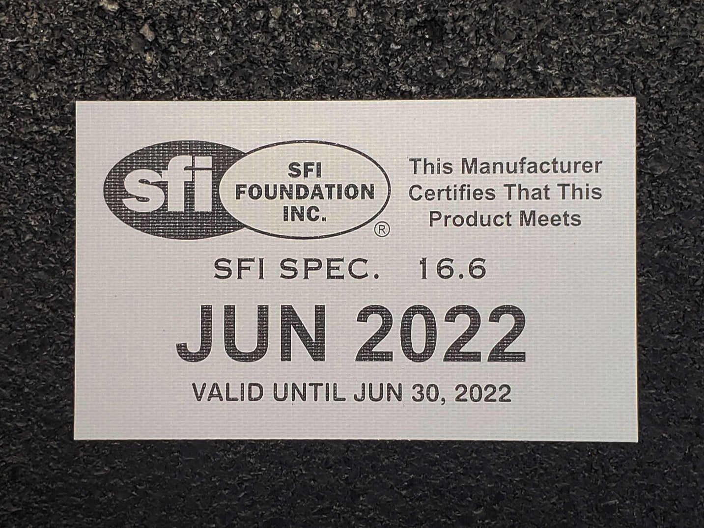 SFI 16.6 Homologation