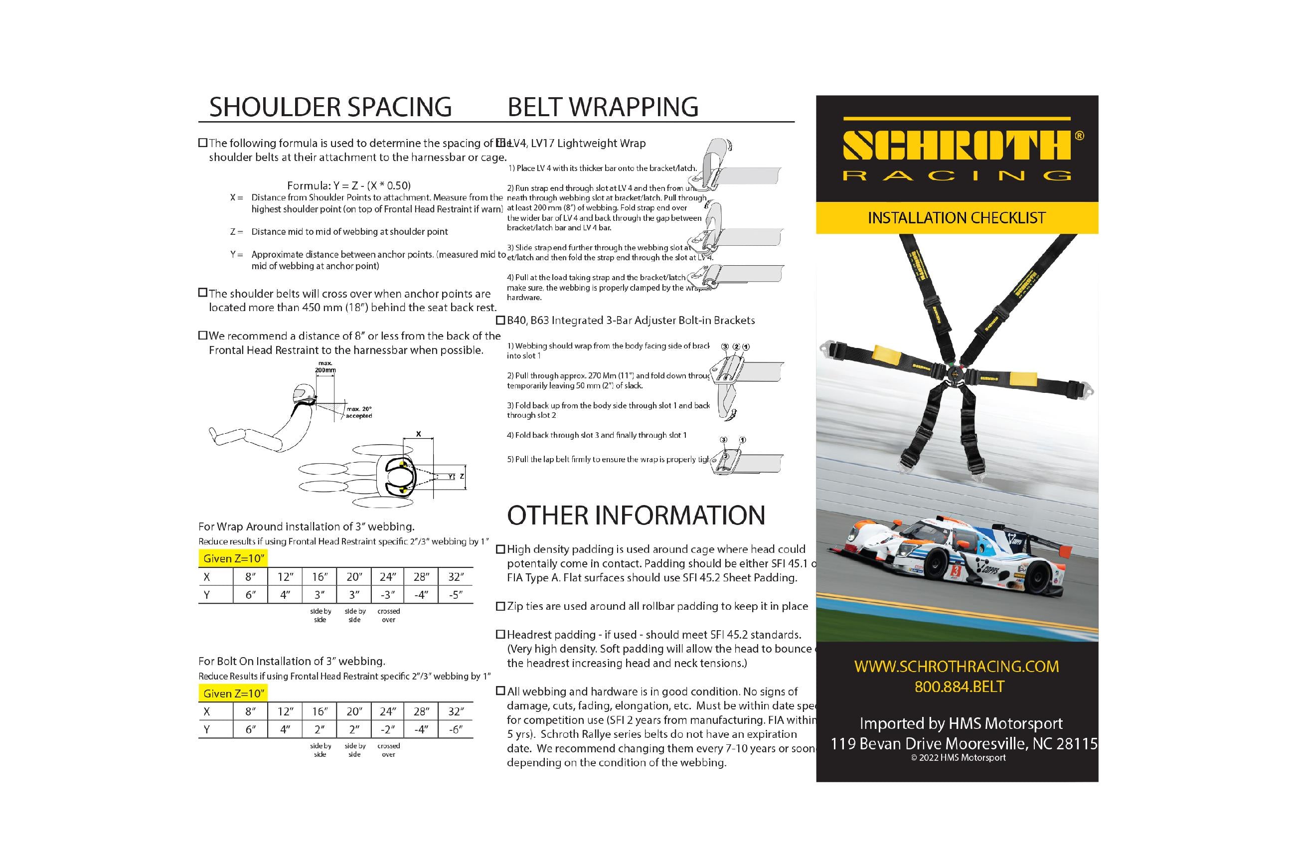 Schroth Installation Checklist